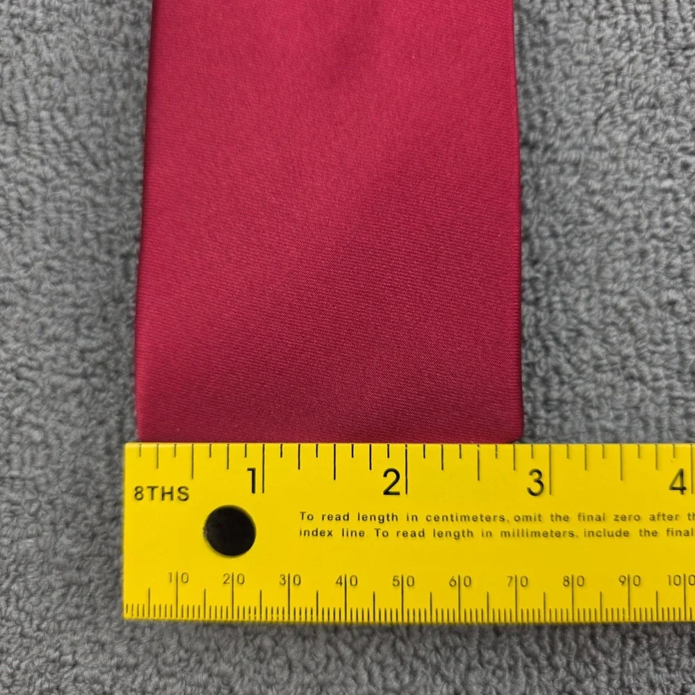 J.Ferrar Tie Bar Set Mens Burgundy Red Satin Modern Microfiber Necktie 2.75